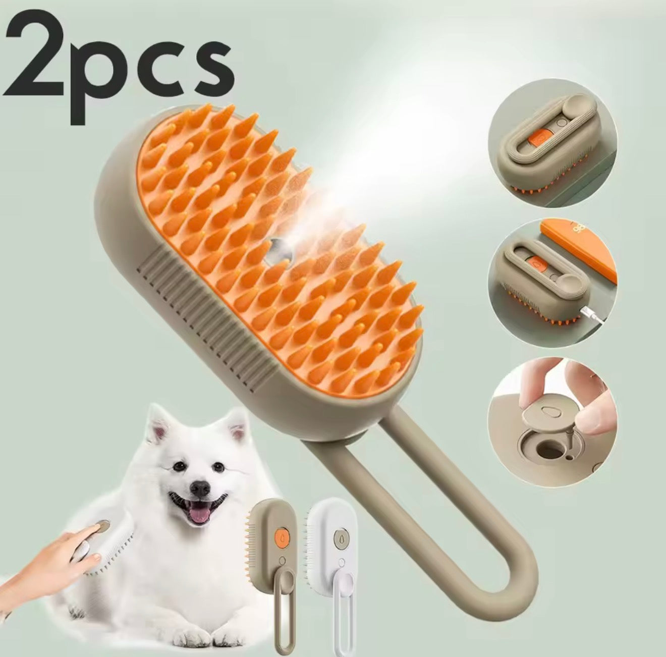 PAWNOX 3-1 Pet Brush Massage Dog & Cat Steamer With Hair Removal