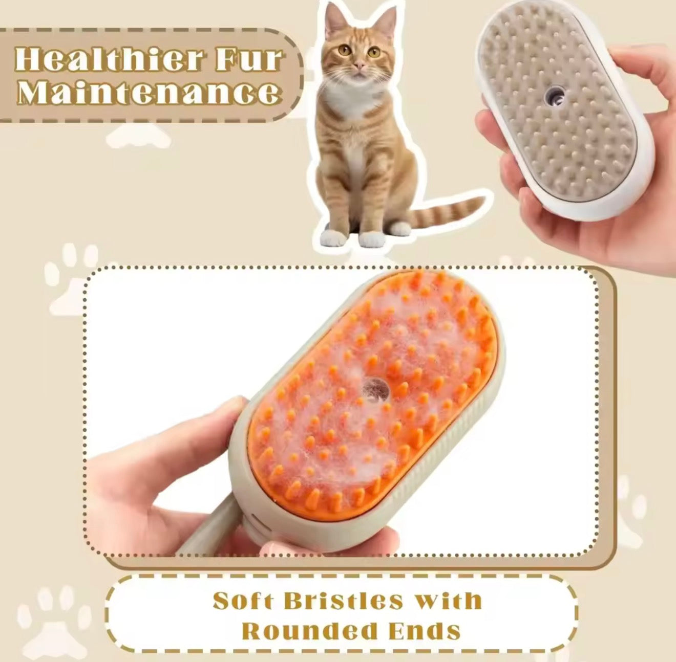 PAWNOX 3-1 Pet Brush Massage Dog & Cat Steamer With Hair Removal